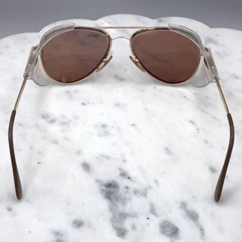 Vintage AO Safety EX 747 American Optical Z87-2 Gold Sunglasses Frames Only 145